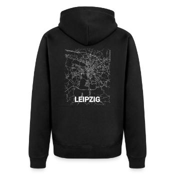 Plan et rues de la ville de Leipzig - Veste à capuche bio Premium Unisexe - noir - Dos - Nico (187cm)