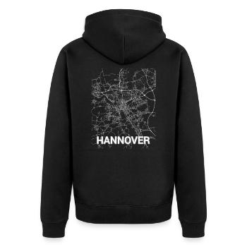 Hanover city map and streets - Unisex Premium Organic Zip Hoodie - black - Back - Nico (187cm)