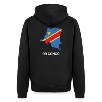 Landkarte der Demokratischen Republik Kongo - Unisex Premium Bio Zip Hoodie - Schwarz - Hinten - Nico (187cm)