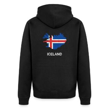 Carte et drapeau du pays Islande (île) - Veste à capuche bio Premium Unisexe - noir - Dos - Nico (187cm)