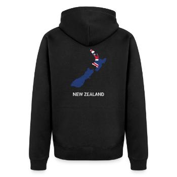 New Zealand country map & flag - Unisex Premium Organic Zip Hoodie - black - Back - Nico (187cm)