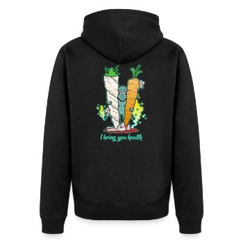 Gras Joint CBD Gesundheit Alien Cannabis Lustig - Unisex Premium Bio Zip Hoodie - Schwarz - Hinten - Nico (187cm)