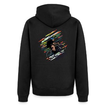 cycle - Unisex Premium Organic Zip Hoodie - black - Back - Nico (187cm)