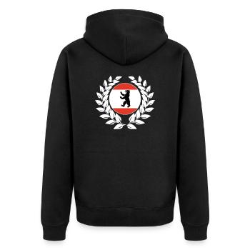 Berlin Lorbeerkranz - Unisex Premium Bio Zip Hoodie - Schwarz - Hinten - Nico (187cm)