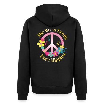 Le monde a besoin de plus de hippies Hippie Flower Power - Veste à capuche bio Premium Unisexe - noir - Dos - Nico (187cm)