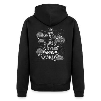 Glaube & Christliche Kleidung - Unisex Premium Bio Zip Hoodie - Schwarz - Hinten - Nico (187cm)