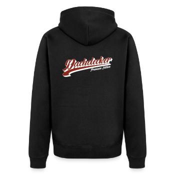 Dachdecker Dachdecker Schriftzug Premium Baustelle - Unisex Premium Bio Zip Hoodie - Schwarz - Hinten - Nico (187cm)