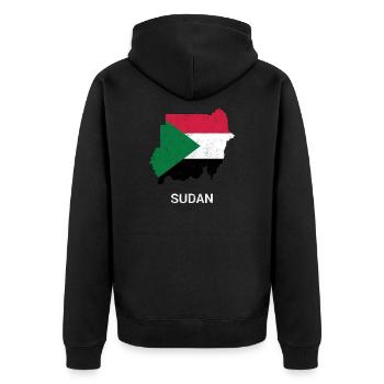 Sudan ( As-Sudan ) Länderkarte & Flagge - Unisex Premium Bio Zip Hoodie - Schwarz - Hinten - Nico (187cm)