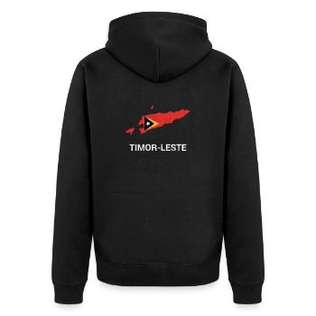 Carte du pays et drapeau du Timor-Leste (Timor oriental) - Veste à capuche bio Premium Unisexe - noir - Dos - Nico (187cm)