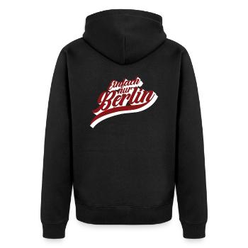 Berlin Berlin Berlin Einfach nur Berlin - Unisex Premium Bio Zip Hoodie - Schwarz - Hinten - Nico (187cm)