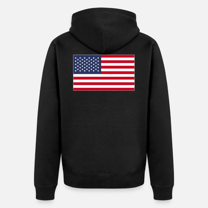 drapeau des Etats Unis - Veste à capuche bio Premium Unisexe - noir