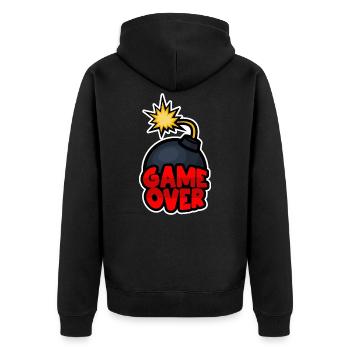 Game over - Unisex Premium Organic Zip Hoodie - black - Back - Nico (187cm)