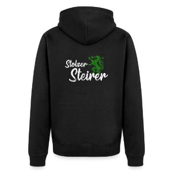 Stolzer Steirer Steiermark Motiv Mann Junge - Unisex Premium Bio Zip Hoodie - Schwarz - Hinten - Nico (187cm)