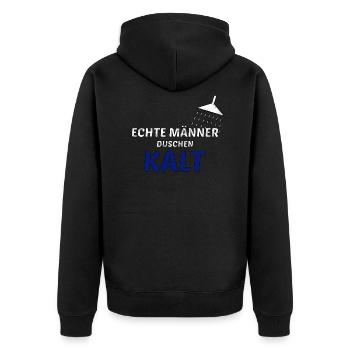 Kalte Dusche Kälte Eis Schnee Geschenkidee Iceman - Unisex Premium Bio Zip Hoodie - Schwarz - Hinten - Nico (187cm)