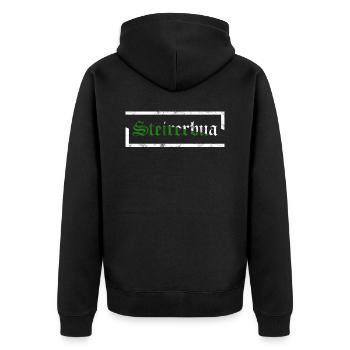 Steiermark Steirerbua Steirer Geschenkidee lustig - Unisex Premium Bio Zip Hoodie - Schwarz - Hinten - Nico (187cm)