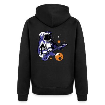 Gitarren Astronaut - Unisex Premium Bio Zip Hoodie - Schwarz - Hinten - Nico (187cm)