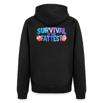 Survival of the Fattest - Unisex Premium Bio Zip Hoodie - Schwarz - Hinten - Nico (187cm)