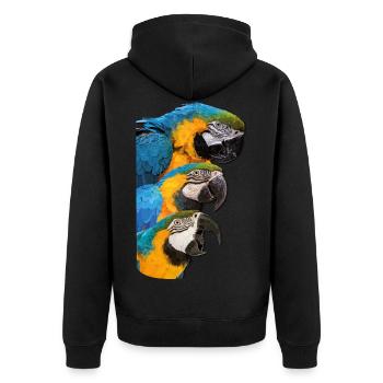 Blue-and-yellow Macaw - Unisex Premium Organic Zip Hoodie - black - Back - Nico (187cm)