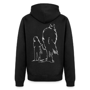 Girl with Horse Pferd - Unisex Premium Organic Zip Hoodie - black - Back - Nico (187cm)