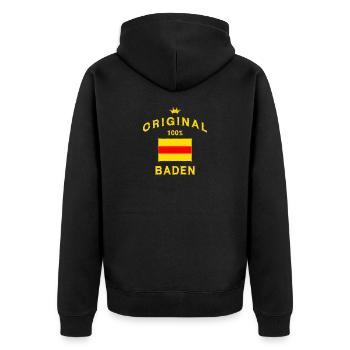 Baden original badisch - Unisex Premium Bio Zip Hoodie - Schwarz - Hinten - Nico (187cm)