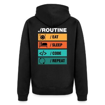 Eat Sleep Code Repeat Programmierer - Unisex Premium Bio Zip Hoodie - Schwarz - Hinten - Nico (187cm)