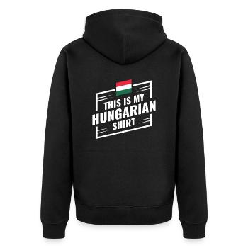 Ceci est mon idée cadeau chemise hongroise - Veste à capuche bio Premium Unisexe - noir - Dos - Nico (187cm)