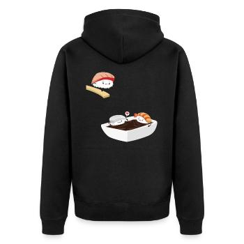Sushi Bad Funny - Unisex Premium Organic Zip Hoodie - black - Back - Nico (187cm)