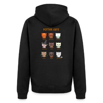Funny Potter Cats Cute Hairy Pawter Kitten T-Shirt - Unisex Premium Organic Zip Hoodie - black - Back - Nico (187cm)