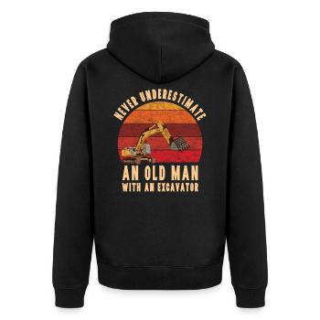 Alter Mann Mit Einem Bagger - Unisex Premium Bio Zip Hoodie - Schwarz - Hinten - Nico (187cm)