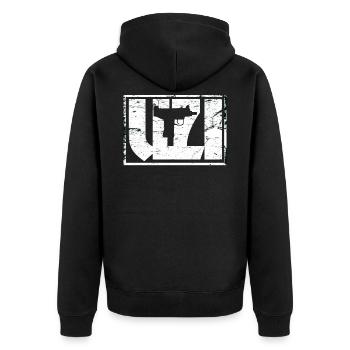 UZI-Waffe - Unisex Premium Bio Zip Hoodie - Schwarz - Hinten - Nico (187cm)