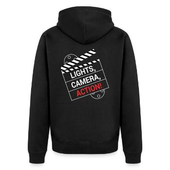 Light Camera Action Film flap - Unisex Premium Organic Zip Hoodie - black - Back - Nico (187cm)