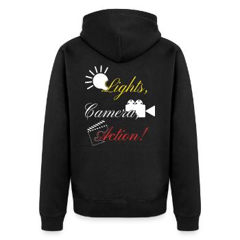 Film light camera action - Unisex Premium Organic Zip Hoodie - black - Back - Nico (187cm)