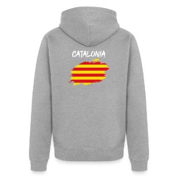 Catalonia Catalan flag flag - Unisex Premium Organic Zip Hoodie - heather grey - Back - Nico (187cm)
