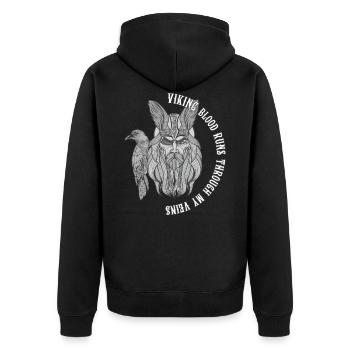 Wikinger-Blutvogel - Unisex Premium Bio Zip Hoodie - Schwarz - Hinten - Nico (187cm)
