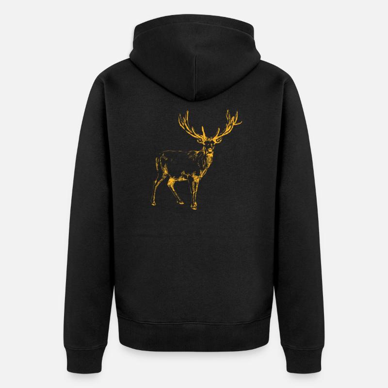 hirsch - Unisex Premium Bio Zip Hoodie - Schwarz