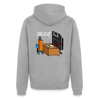 Entretien d'embauche avec clé USB - Veste à capuche bio Premium Unisexe - gris chiné - Dos - Nico (187cm)
