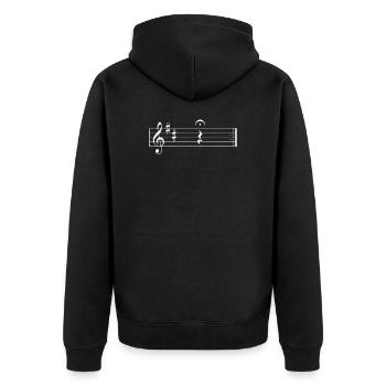 Musik Viertel Pause mit Fermate und Wiederholung - Unisex Premium Bio Zip Hoodie - Schwarz - Hinten - Nico (187cm)