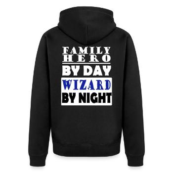 Magier Magie Zauberer Halloween Hokus Pokus - Unisex Premium Bio Zip Hoodie - Schwarz - Hinten - Nico (187cm)