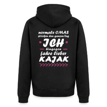 Kajak Sport Kanu Paddel Oma Geburtstags Geschenk - Unisex Premium Bio Zip Hoodie - Schwarz - Hinten - Nico (187cm)