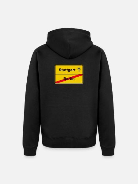 Stuttgart anti Berlín ciudad firmar - Chaqueta con capucha prémium ecológica unisex - negro