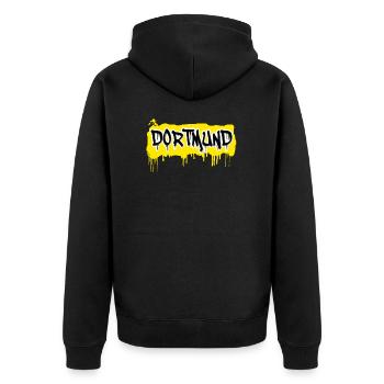 Dortmund Graffiti - Unisex Premium Bio Zip Hoodie - Schwarz - Hinten - Nico (187cm)