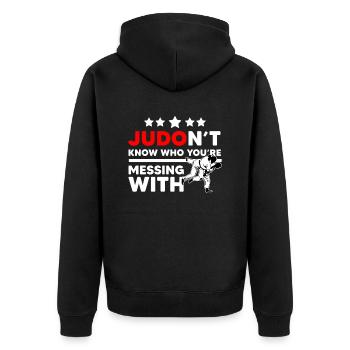Judo - Unisex Premium Organic Zip Hoodie - black - Back - Nico (187cm)