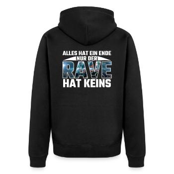 Techno Techno Musik - Rave Shirt - Unisex Premium Bio Zip Hoodie - Schwarz - Hinten - Nico (187cm)