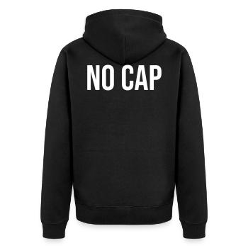 No Cap - Unisex Premium Bio Zip Hoodie - Schwarz - Hinten - Nico (187cm)