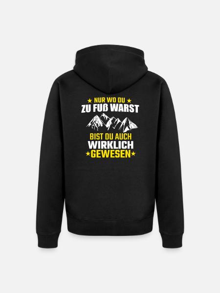 Wandern Spazieren Berge Geschenk - Unisex Premium Bio Zip Hoodie - Schwarz