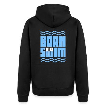 Schwimmen - Unisex Premium Bio Zip Hoodie - Schwarz - Hinten - Nico (187cm)