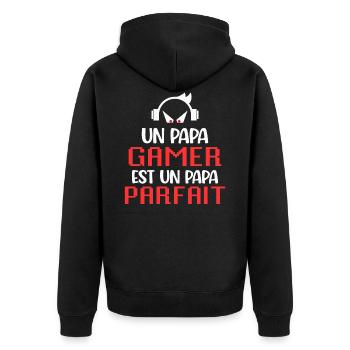 Un papa gamer est un papa parfait - Veste à capuche bio Premium Unisexe - noir - Dos - Nico (187cm)