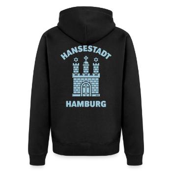 Hansestadt Hamburg – Wappen - Unisex Premium Bio Zip Hoodie - Schwarz - Hinten - Nico (187cm)