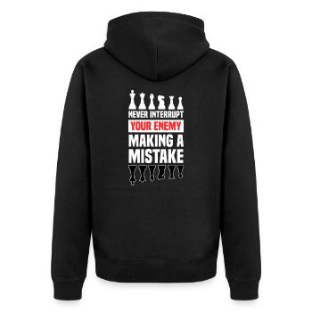 Schach - Unisex Premium Bio Zip Hoodie - Schwarz - Hinten - Nico (187cm)