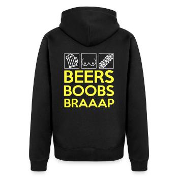 Beers boobs braaap - Unisex Premium Organic Zip Hoodie - black - Back - Nico (187cm)